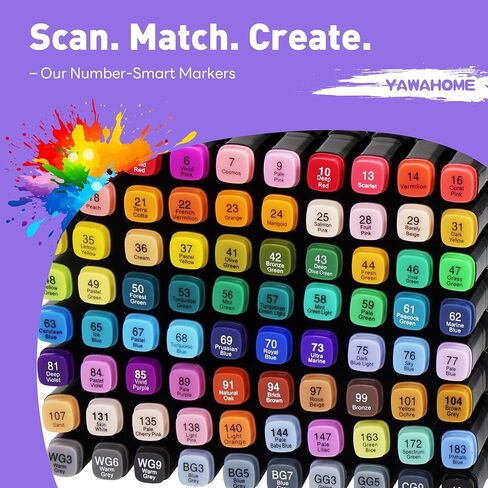 Art Marker Brush Pens Set - 80 Colors Fine & Brush Dual Tip Water-Based Markers for Adult Coloring Books No Bleeding Drawing Pens for Calligraphy, Journaling, Sketching, Lettering, Kids Artists Gifts in Kuwait