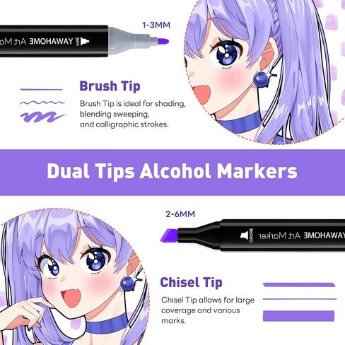 Art Marker Brush Pens Set - 80 Colors Fine & Brush Dual Tip Water-Based Markers for Adult Coloring Books No Bleeding Drawing Pens for Calligraphy, Journaling, Sketching, Lettering, Kids Artists Gifts in Kuwait