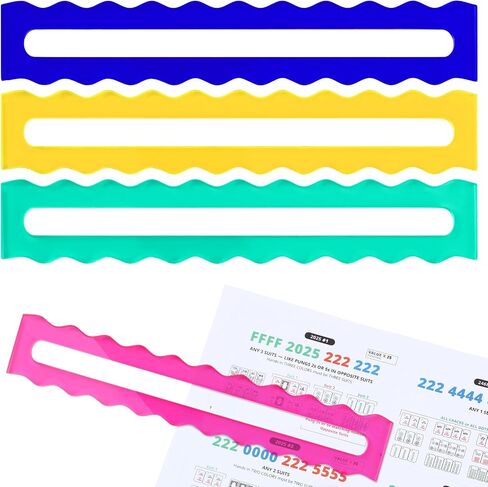 Amyhill 4 Pack Mahjong Line Finder Acrylic Pink Bright Scalloped Mahjong Rules Helper, Beginner Mah-jongg Rules Reader, Mah Jong Accessories Gift for Players Women in Saudi Arabia