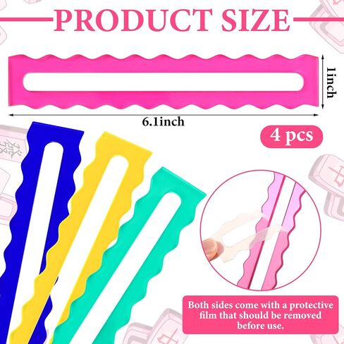 Amyhill 4 Pack Mahjong Line Finder Acrylic Pink Bright Scalloped Mahjong Rules Helper, Beginner Mah-jongg Rules Reader, Mah Jong Accessories Gift for Players Women in Saudi Arabia