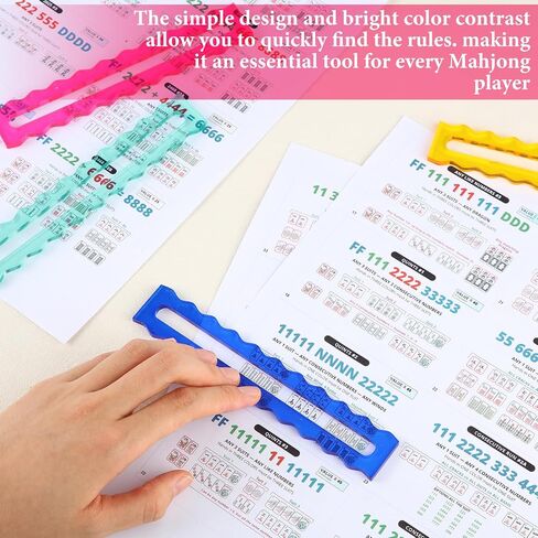 Amyhill 4 Pack Mahjong Line Finder Acrylic Pink Bright Scalloped Mahjong Rules Helper, Beginner Mah-jongg Rules Reader, Mah Jong Accessories Gift for Players Women in Saudi Arabia
