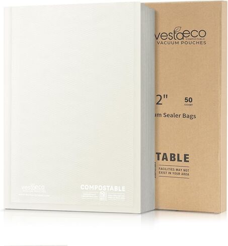 أكياس مانعة للتسرب قابلة للتحلل من VestaEco، مقاس 15.24 سم × 25.4 سم، 50 قطعة، صديقة للبيئة، أكياس تخزين الطعام شديدة التحمل، خالية من مادة BPA، للتخزين أو إعداد الوجبات أو الفيديو الصوتي in Kuwait