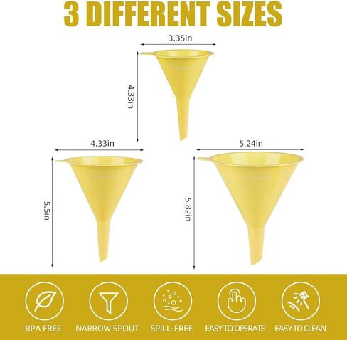 Plastic Kitchen Funnel Set of 3, Round Kitchen Funnels for Filling Bottles, Durable and Multifunctional Funnels for Filling Canning, Cooking, Lab or Car Oil in Saudi Arabia