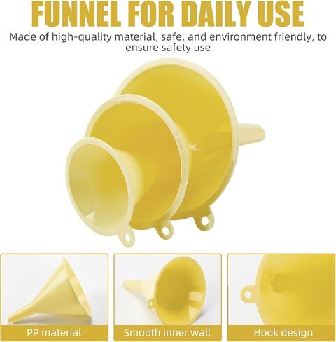 Plastic Kitchen Funnel Set of 3, Round Kitchen Funnels for Filling Bottles, Durable and Multifunctional Funnels for Filling Canning, Cooking, Lab or Car Oil in Saudi Arabia