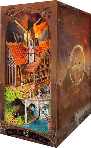 DIY Book Nook Kit ، Christmas Diy DIY Toy House Book Nook Bookshelf Insert Decoration ، Freeh Wooden Puzzle مع غطاء الغبار LED ، لأعياد ميلاد المراهقين - عيد الميلاد ليلة الثلج in Kuwait