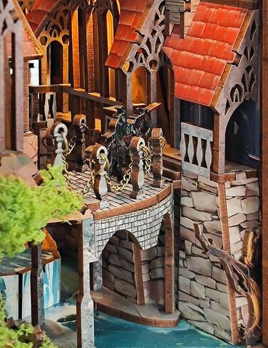 DIY Book Nook Kit ، Christmas Diy DIY Toy House Book Nook Bookshelf Insert Decoration ، Freeh Wooden Puzzle مع غطاء الغبار LED ، لأعياد ميلاد المراهقين - عيد الميلاد ليلة الثلج in Kuwait