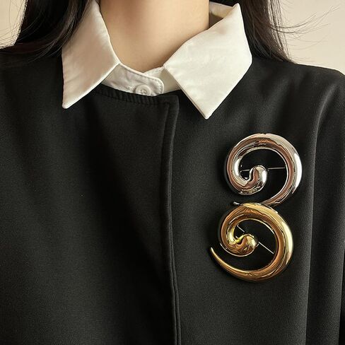 Spiral Brooch for Women Gold Chunky Swirl Pin Silver Spiral Statement Brooches Minimalist Brooches Pins Fashion Statement Jewelry Accessories in Saudi Arabia