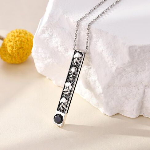 قلادة قوطية 925 الجنيه الفضي الفضي يدوية سوداء قلادة قلادة قلادة القوطية الجمجمة المجوهرات للنساء in Kuwait