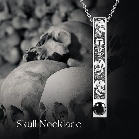 قلادة قوطية 925 الجنيه الفضي الفضي يدوية سوداء قلادة قلادة قلادة القوطية الجمجمة المجوهرات للنساء in Kuwait