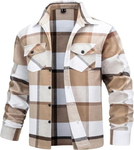 TACVASEN Men's Flannel Shirts Long Sleeve Button Down Soft Brushed Cotton Flannel Casual Plaid Spring Fall Shirt in Saudi Arabia