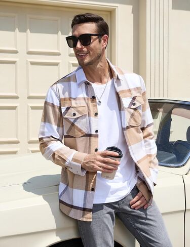TACVASEN Men's Flannel Shirts Long Sleeve Button Down Soft Brushed Cotton Flannel Casual Plaid Spring Fall Shirt in Saudi Arabia
