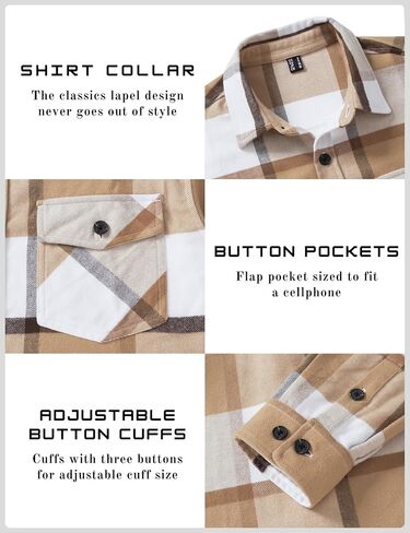 TACVASEN Men's Flannel Shirts Long Sleeve Button Down Soft Brushed Cotton Flannel Casual Plaid Spring Fall Shirt in Saudi Arabia