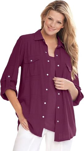 Woman Within Plus Size Cotton Gauze Bigshirt in Saudi Arabia