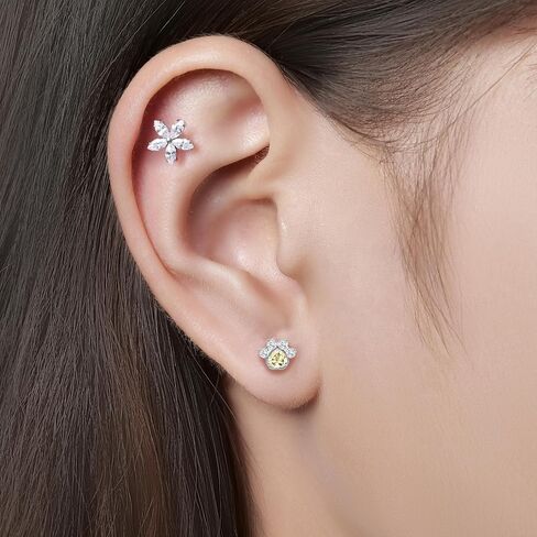 limerencia 18G Titanium Body Piercing Jewelry, Internally Threaded Flat Back Earring Tragus Helix Cartilage Conch Medusa Stud Earring for Women Men 1PC in Saudi Arabia