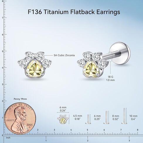 limerencia 18G Titanium Body Piercing Jewelry, Internally Threaded Flat Back Earring Tragus Helix Cartilage Conch Medusa Stud Earring for Women Men 1PC in Saudi Arabia