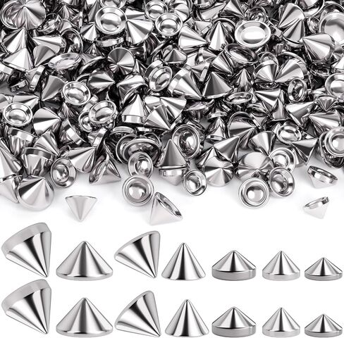 Varmdukke 100pcs 8 مم رصاصة مسببة مخروطات مخروطات ، ABS Punk Style Metal Studs للملابس ، المسامير الصغيرة البارد Flatback خياطة على طفرات الديكور للحرف اليدوية ، والملابس الجلدية ، والأحذية - الفضة in Kuwait