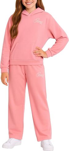 مجموعة سراويل البنات Puma - 2 قطعة من الصوف Pullover Kids Hoodie Sweatshirt و Girls Wide Leg Flare Pants (الأحجام: 7-14) in Saudi Arabia