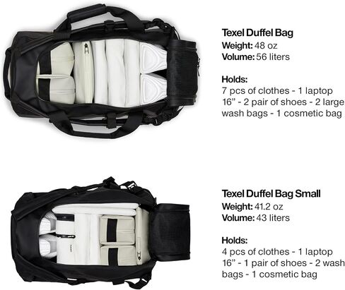 حقيبة RAINS Texel Duffel صغيرة - حقيبة دفل خضراء مقاومة للماء مع سحاب إغلاق على شكل حرف U، وجيوب شبكية، وأشرطة ضغط، ومقابض حمل مبطنة - ضمان لمدة عامين in Saudi Arabia