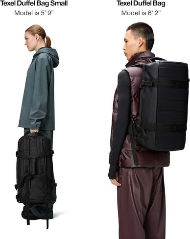حقيبة RAINS Texel Duffel صغيرة - حقيبة دفل خضراء مقاومة للماء مع سحاب إغلاق على شكل حرف U، وجيوب شبكية، وأشرطة ضغط، ومقابض حمل مبطنة - ضمان لمدة عامين in Saudi Arabia