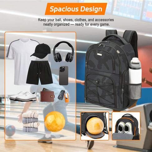 Bowling bag, Single-ball bowling backpack with separate compartments for shoes and accessories in Saudi Arabia
