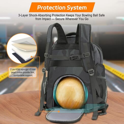 Bowling bag, Single-ball bowling backpack with separate compartments for shoes and accessories in Saudi Arabia