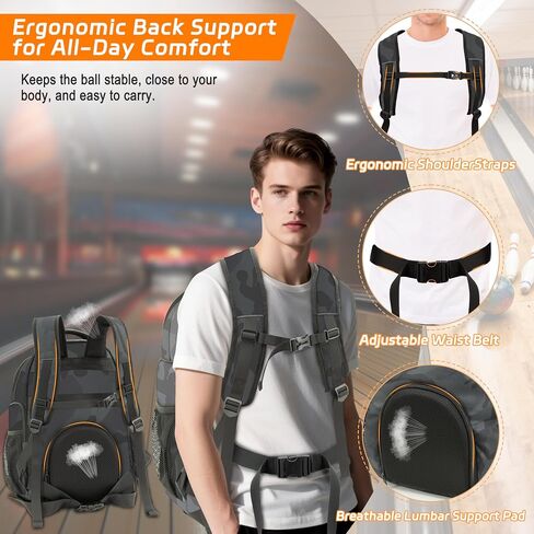 Bowling bag, Single-ball bowling backpack with separate compartments for shoes and accessories in Saudi Arabia