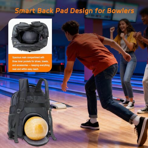 Bowling bag, Single-ball bowling backpack with separate compartments for shoes and accessories in Saudi Arabia
