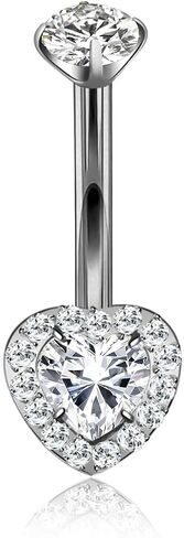 Titanium Belly Button Ring 14G Curved Barbell – Hypoallergenic Navel Piercing Jewelry with Multi-Texture Zircon,10mm Luxury Floating Belly Button Piercing in Saudi Arabia