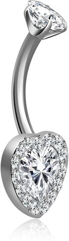 Titanium Belly Button Ring 14G Curved Barbell – Hypoallergenic Navel Piercing Jewelry with Multi-Texture Zircon,10mm Luxury Floating Belly Button Piercing in Saudi Arabia