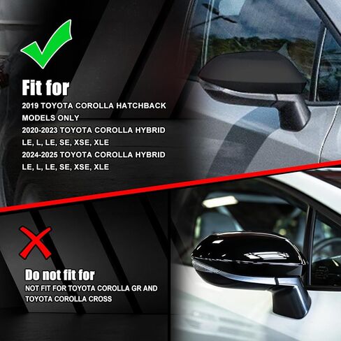 Black Right Passenger Side Replacement Mirror Cover Cap Housing for 2020 2021 2022 2023 2024 2025 Toyota Corolla, Directly Replace Style, Not Sticker in Saudi Arabia