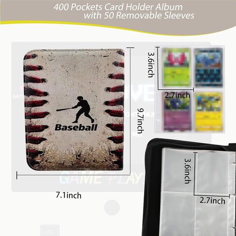 Card Binder 4-Pocket, 400 Pockets Card Holder Album with 50 Removable Sleeves,Trading Card Collection Book with Zipper,Blue in Saudi Arabia