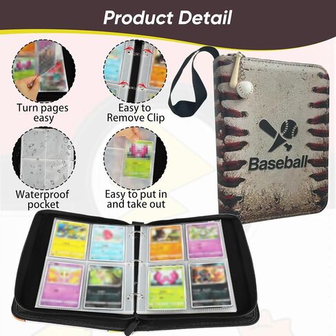 Card Binder 4-Pocket, 400 Pockets Card Holder Album with 50 Removable Sleeves,Trading Card Collection Book with Zipper,Blue in Saudi Arabia