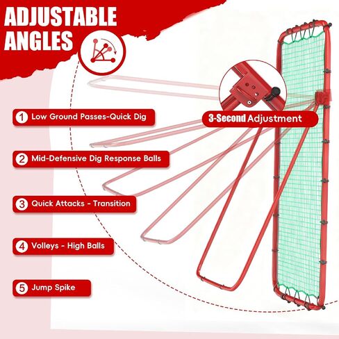 Volleyball Rebounder Net 7x4 Ft, 5-Angle Adjustable Rebounder Net for Practicing Digging, Setting, Spiking, Bounce Back Training Equipment with 2 Target Stripes & Portable Travel Bag for Storage in Saudi Arabia