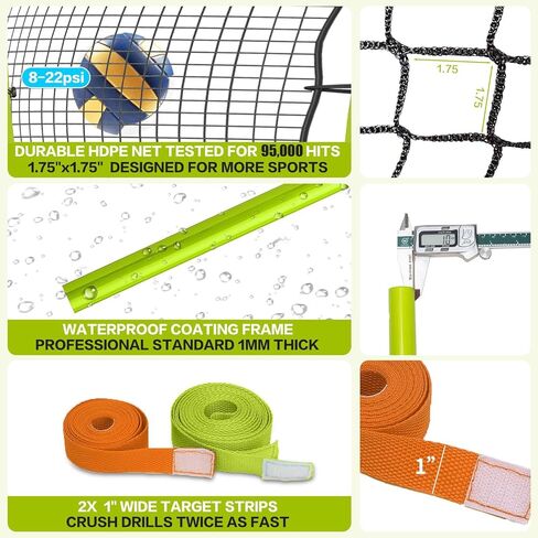 Volleyball Rebounder Net 7x4 Ft, 5-Angle Adjustable Rebounder Net for Practicing Digging, Setting, Spiking, Bounce Back Training Equipment with 2 Target Stripes & Portable Travel Bag for Storage in Saudi Arabia
