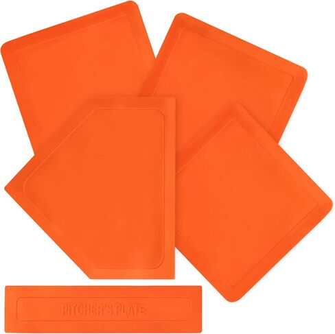 Champion Sports Throwdown Base Set: 4 Baseball & Softball Rubber Throw Down Bases - Training & Practice Equipment, Orange , 1" x 17" x 17" in Saudi Arabia