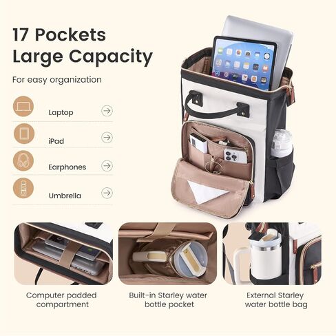 LOVEVOOK Laptop Backpack for Women Work Bag with Large Capacity Cup Side Pocket, 15.6 Inch Waterproof Computer Backpacks Purse, College Bookbag for School, Business, Teacher, Travel in Saudi Arabia