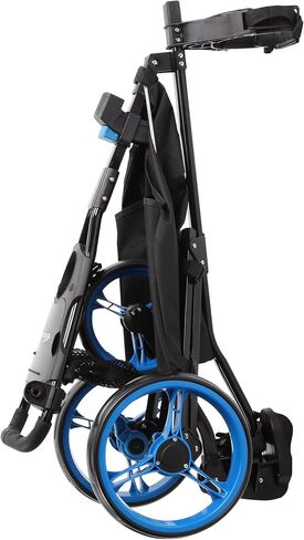 عربة دفع الدقة 3-WHEEL WHEEL مع قضبان الاستقرار ، مقبض مريح وفرامل الخطوة | عربة حقيبة الجولف مع حقيبة تخزين قابلة للفصل ، حامل بطاقة الأداء ، إطار قابل للطي خفيف الوزن in Saudi Arabia