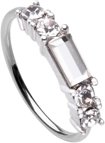 Pierced Owl 20GA Stainless Steel CZ Crystal Baguette Center Bendable Nose Ring in Saudi Arabia