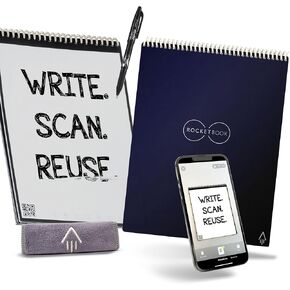 Rocketbook Flip Reusable Smart Notepad, Top Bound Notebook Executive Size 6x8.8, Black - Lined and Dotted Pages, App-Connected, Erasable, Ideal for Righties and Lefties in Kuwait
