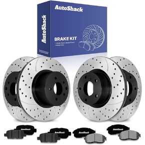 استبدال مجموعة فرامل Autoshack لعام 2003-2005 Infiniti G35 2003-2005 NISSAN 350Z 3.5L V6 AWD RWD الخلفية الأمامية والقطط المغطى بالقرص الإلكترونية دوارات الفرامل السيفية SCD815PR41351351 in Saudi Arabia