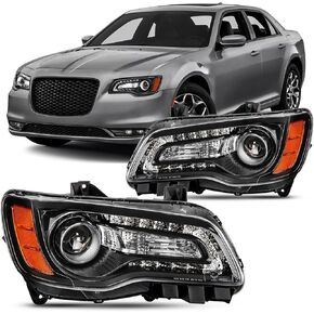 لعام 2011-2023 Chrysler 300/300C مجموعة المصابيح الأمامية Halogen chrome presection زوج 11-23 Chrysler 300/300C in Kuwait