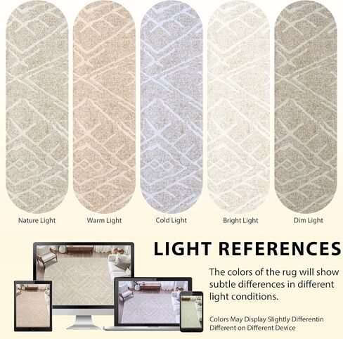 8x10 Area Rug for Living Room : Washable Rug Modern Geometric Soft Low Pile Non-Slip Stain-Resistant Carpet for Bedroom Dining Room Home Office - Beige in Saudi Arabia