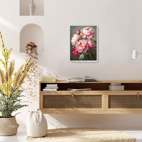 Meiyuda Flower Paint بواسطة أرقام أرقام للبالغين ، والطلاء الفاوانيا بأرقام للمبتدئين ، واللوحة الزيتية الأكريلية DIY عتيقة بالرقم على قماش بدون إطار لديكور الجدار المنزلي ويعرض 12x16in in Saudi Arabia