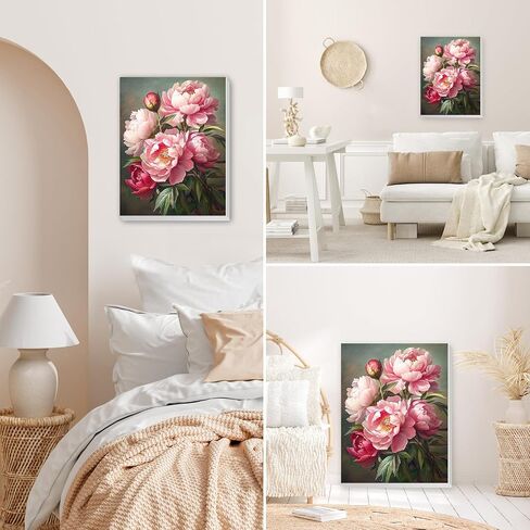 Meiyuda Flower Paint بواسطة أرقام أرقام للبالغين ، والطلاء الفاوانيا بأرقام للمبتدئين ، واللوحة الزيتية الأكريلية DIY عتيقة بالرقم على قماش بدون إطار لديكور الجدار المنزلي ويعرض 12x16in in Saudi Arabia