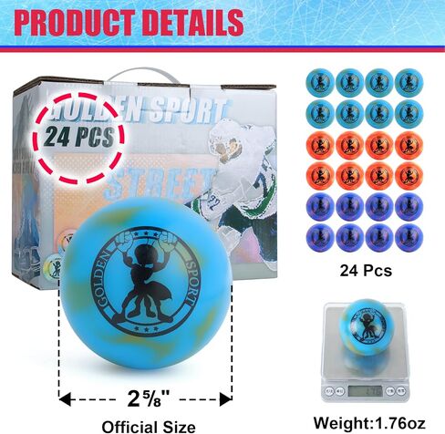 Street Hockey Balls - Official Outdoor Roller Balls for Indoor Games, Ideal for Sports Enthusiasts 12 Pack(Coloured) in Saudi Arabia