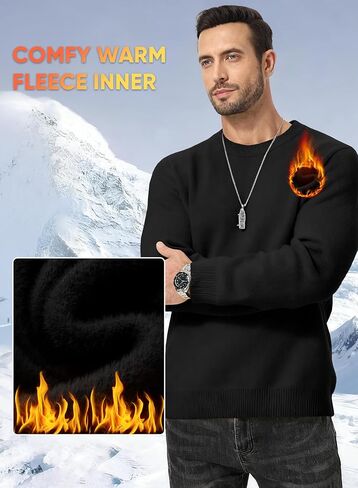 JMIERR الرجال 2025 الخريف الدافئ كنزة صوف سترة متماسكة الكلاسيكية Crewneck كم طويل سليم صالح لينة مريح الشتاء البلوزات in Saudi Arabia