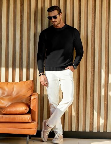 JMIERR الرجال 2025 الخريف الدافئ كنزة صوف سترة متماسكة الكلاسيكية Crewneck كم طويل سليم صالح لينة مريح الشتاء البلوزات in Saudi Arabia