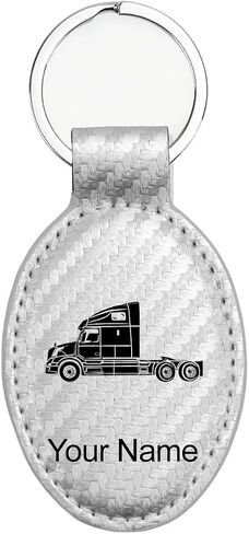 LaserGram Oval Keychain, Truck Cab, Personalized Engraving Included (Black with Silver) in Saudi Arabia
