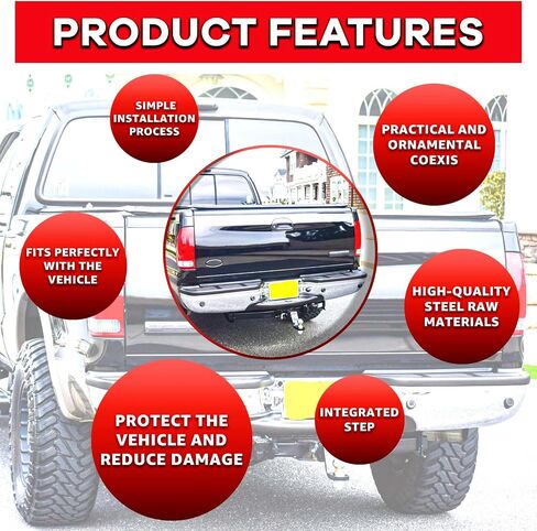 Rear Steel Step Bumper Assembly for 2017-2022 Ford F250 F350 F450 Super Duty without Park Sensor Holes Chrome Back Bumper Replacement for FO1103197,with Pads Brackets and License Plate Lights in Saudi Arabia
