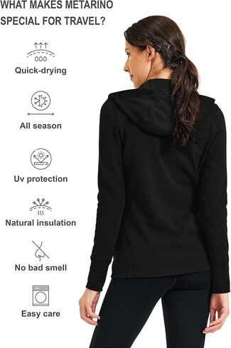 METARINO Merino Wool Jacket Women's Zip Up Hoodie Long Sleeve Casual Coat for Hiking,Hunting,Cycling,Sports in Kuwait